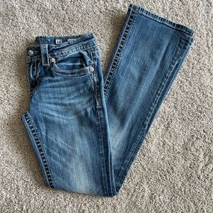 Miss Me Signature-Rise Boot Cut Medium Denim Jeans